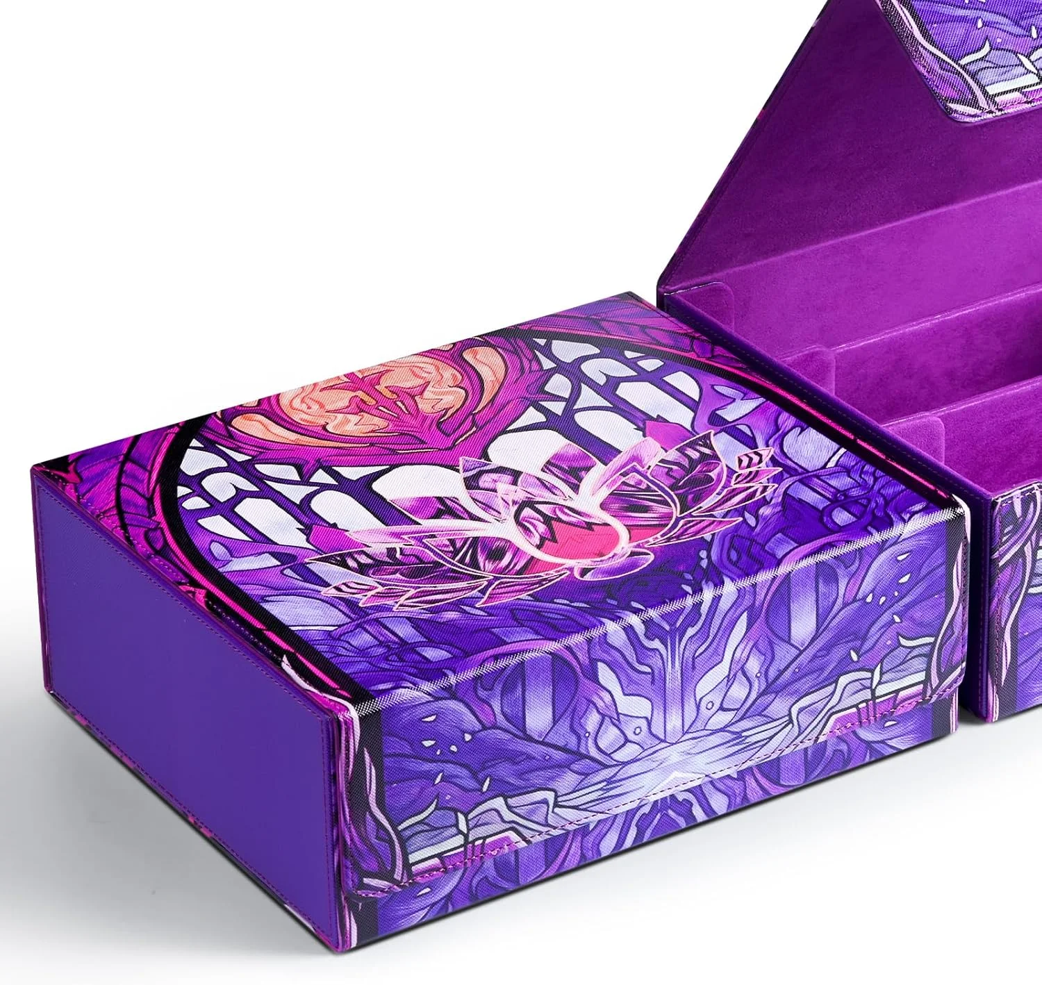 Trading Card Storage Box for Pattern print, Holds 1800+ Single-Sleeved Cards, Magnetic Closure Pu Leather Card Box Fits TCG Card