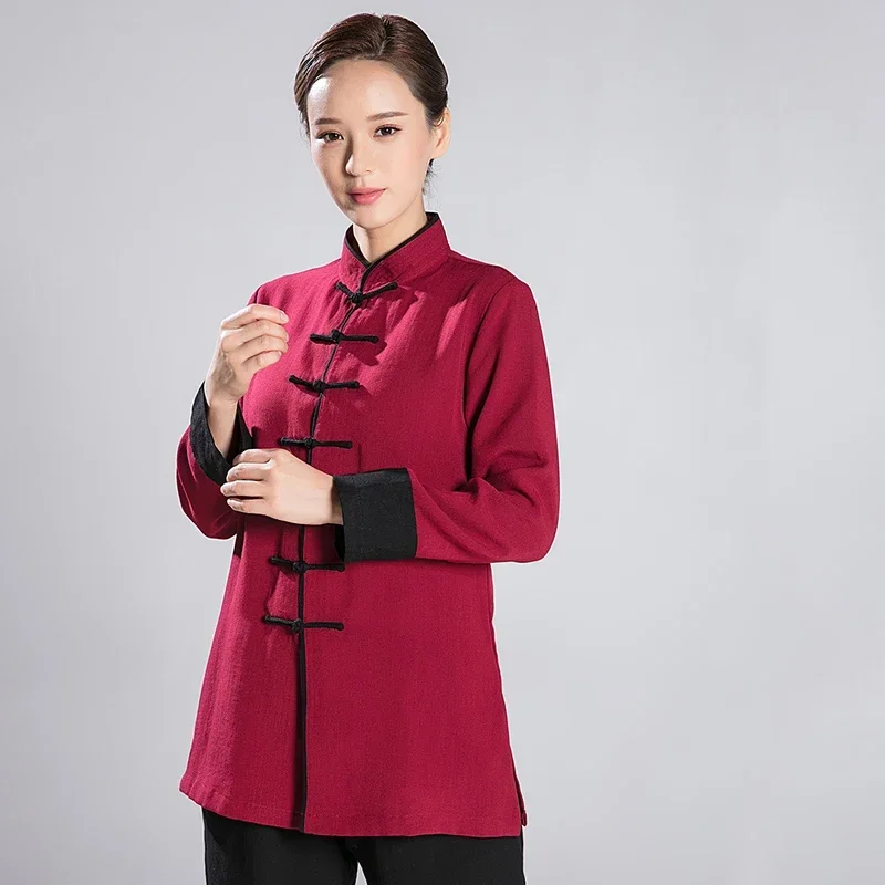 

Кунг-фу Платье Ушу Одежда Тай Чи Одежда для боевых искусств Униформа для женщин и мужчин Двухслойный льняной унисекс Kun Master Многоцветный