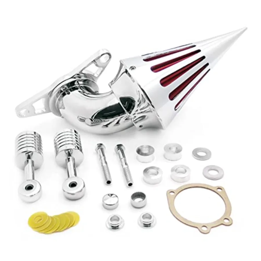 

Cone Spike Air Cleaner Intake with Red Filter for Dyna Wide Glide 19992007 Road King 19992007 Fat Boy 20002007 Chrome Performan