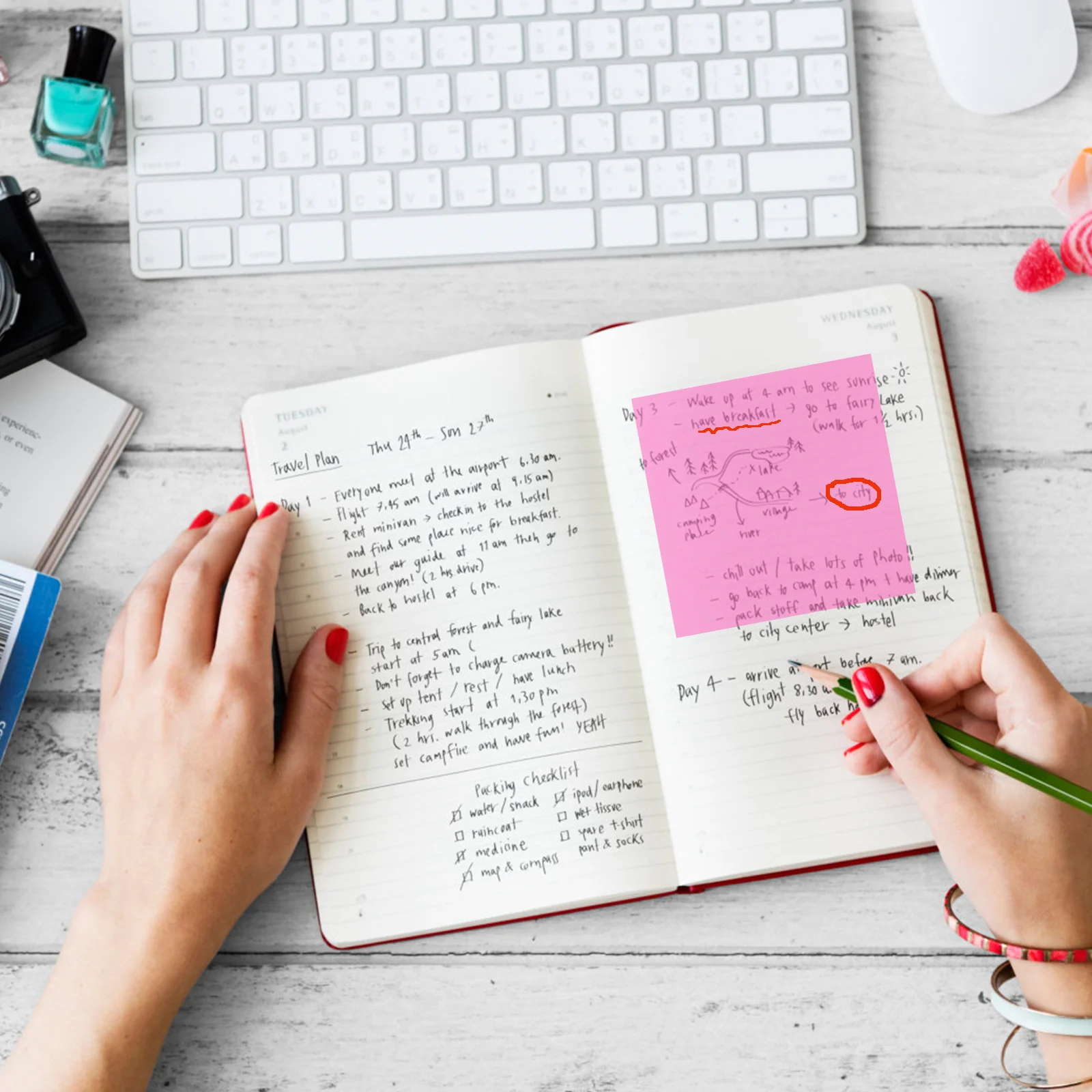 

6pcs Transparent Bright Self-Adhesive Notes Mini For Books Annotating Message Reminder School Office Use Notepad