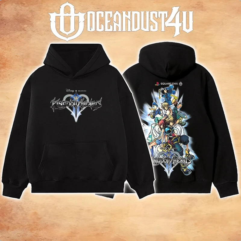 Kingdom Hearts Graphic Hoodie Men Women Keyblade Sora Print Hooded Pullover Sweatshirt Game Fans Streetwear Tops