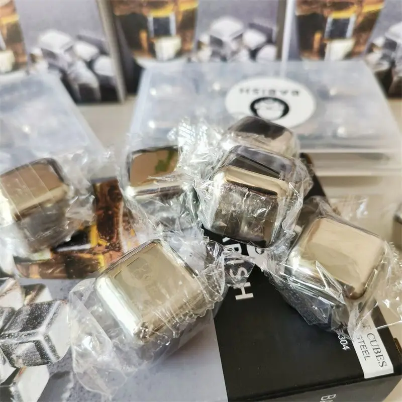 Reusable Stainless Steel Ice Cubes Chilling Stones Whiskey Beer Wine Cooler Block Freezer Cube for Bar Drinks Party Supplies