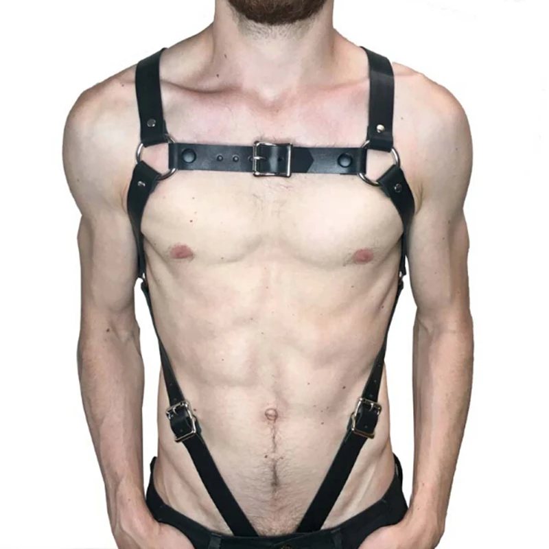 

Men Body Restraint Leather Harness Belts Straps Suspenders Braces Armor Costumes