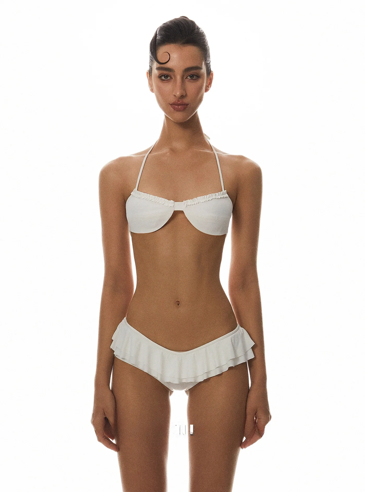 

Белый комплект бикини Tagkita, летний пляжный купальник с короткими рукавами и V-образным вырезом, состоящий из двух частей, для молодых женщин 8-25 лет