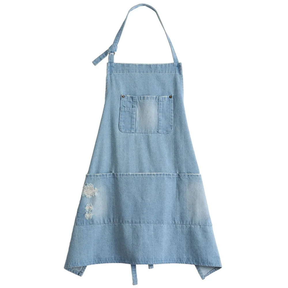 

Coffee Shop Outfit Oil-Proof Denim Apron Elegant Unisex Kitchen Cooking Apron Cleaning with Pockets Advertising Apron Painting