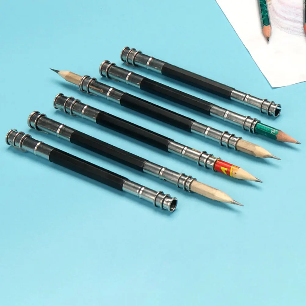 

10Pcs Metal Pencil Lengthener Double-Ended Stainless Steel Extender Holder for Short Pencils Student Artist Office School