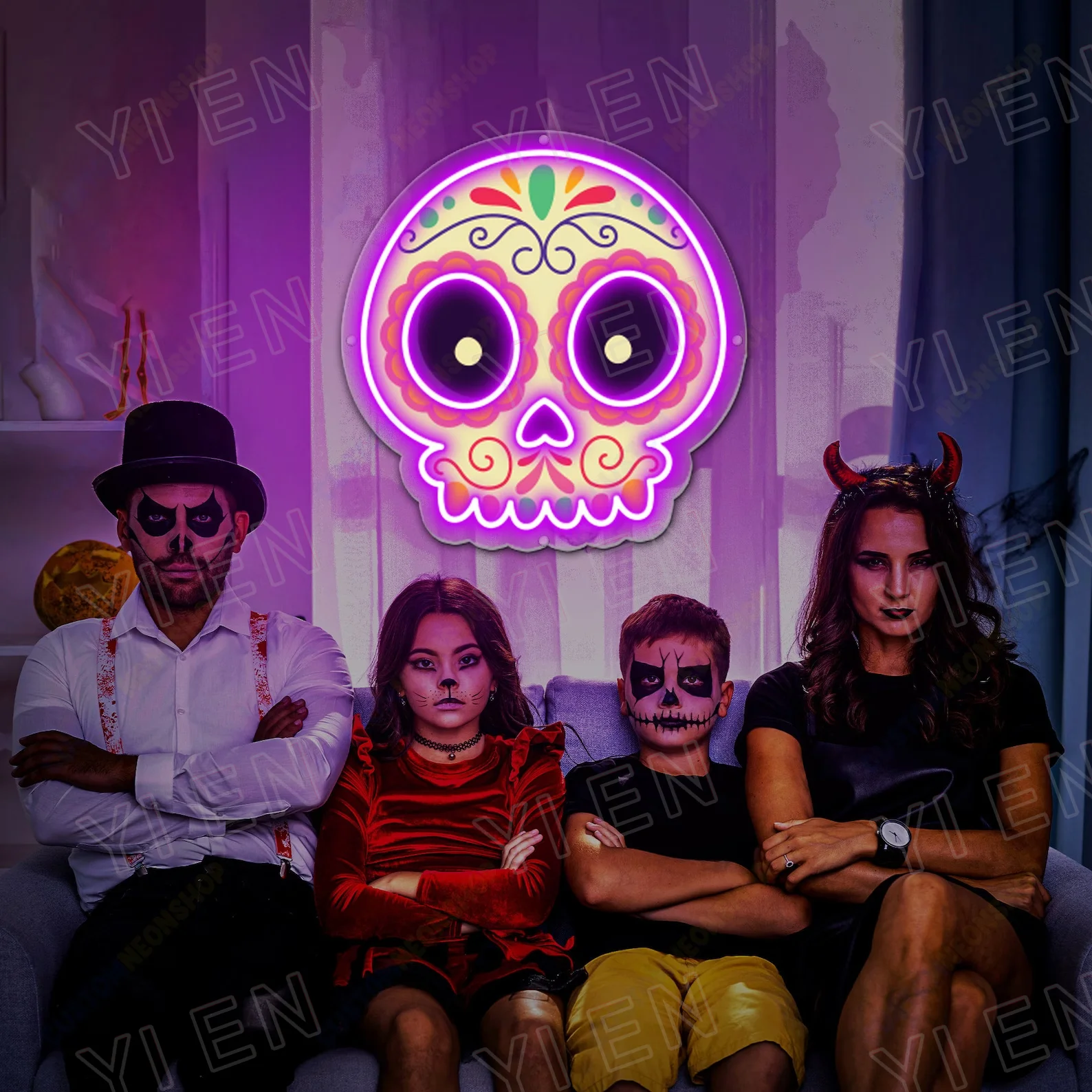 sinal de neon led para bar wall decor hallow sugar skull mexicano e mexicano sinal de neon uv cerveja e clube 01