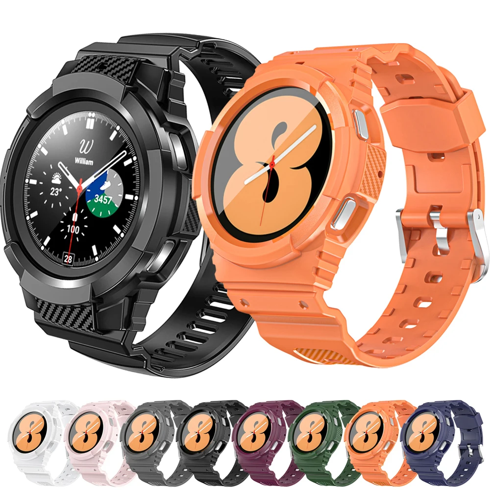 Carbon fiber Band for Samsung Galaxy Watch 4/Classic/46mm/42mm/Gear s3 Frontier TPU Rugged Case+bracelet Galaxy Watch 4 strap