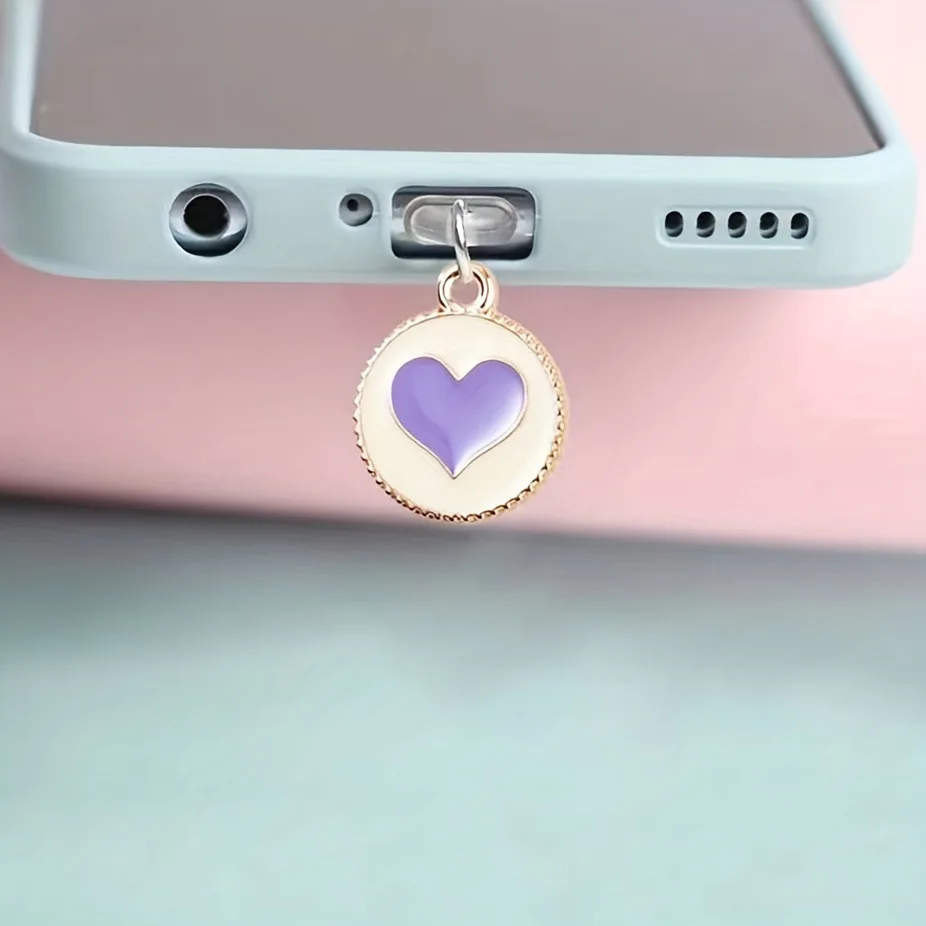 Mobile Phone Dust Plug Heart Pendant Phone Accessories For IPhone For Samsung Type-C Port Dust Plug Decoration
