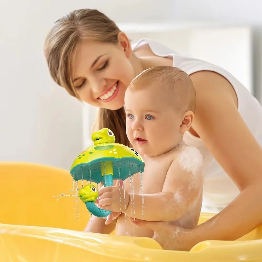 Novelty Handheld Bath Toy Dinosaur Umbrella with Turnable Spray Water Tub Toy Bathtub Rain Toy For Gifts