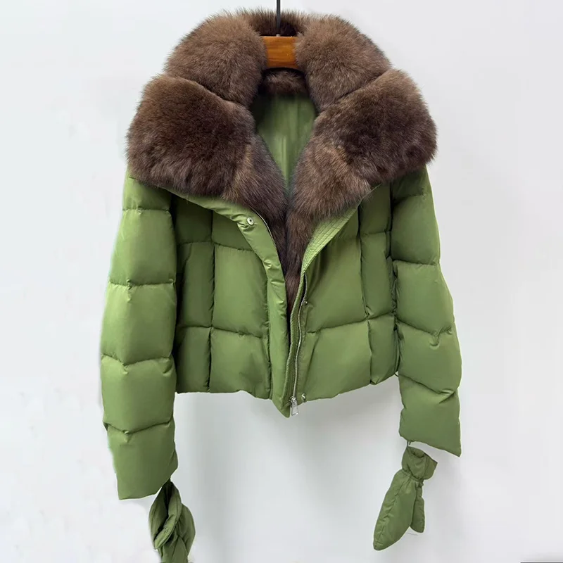 سترة نسائية أسفل معاطف جديدة من ريش البط الأبيض لشتاء 2025 معطف فرو الثعلب الحقيقي معطف سميك دافئ y2k معاطف نسائية #1