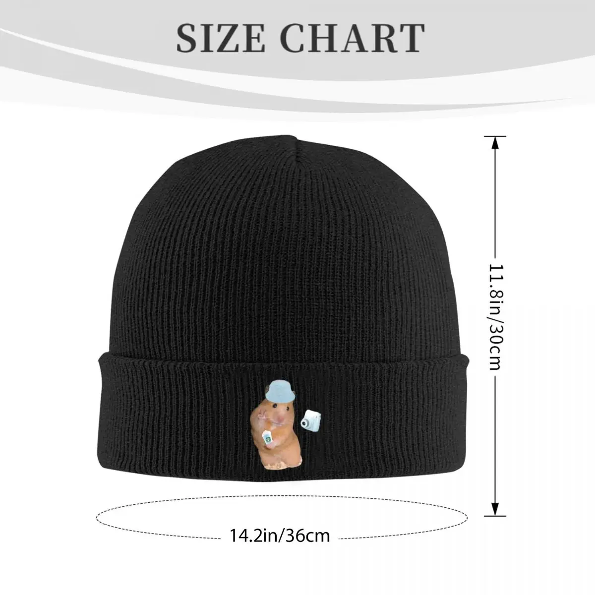 Peace Sign Hamster Meme With Camera Warm Knitted Cap Fashion Bonnet Hat Autumn Winter Outdoor Beanies Hats for Men Women Adult