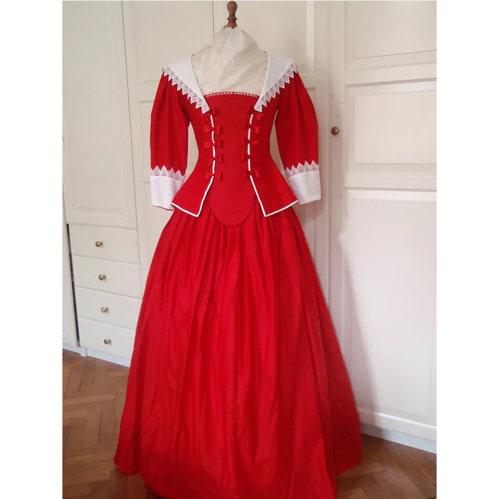 

Custom Made Vintage Victorian Christmas Red Dress Marie Early Baroque Dress Women Bride Wedding Gown Court Dress