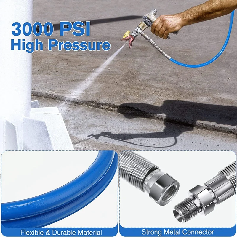 4Ft Airless Paint Spray Extension Hose,3/16Inch Pressure Paint Spray Whip Hose,3000PSI Extended Wall Painting Tube