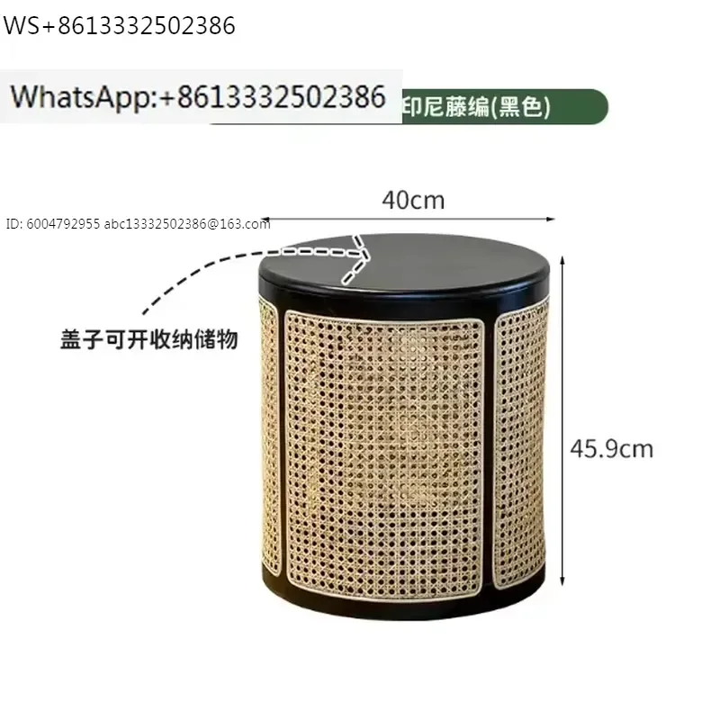 Furniture Coffee Tables Solid Wood Rattan Round Tea Table Living Room Sofa Side Table Storage Desk Bedroom Vintage Bedside