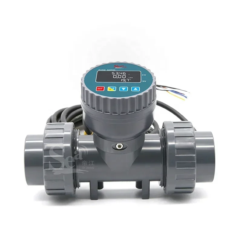 China PVC-DN25-80 ZJLCD Water Meter Remote Control Digital Display Clean/Seawage Flowmeter With RS-485 Control + NPN Signal