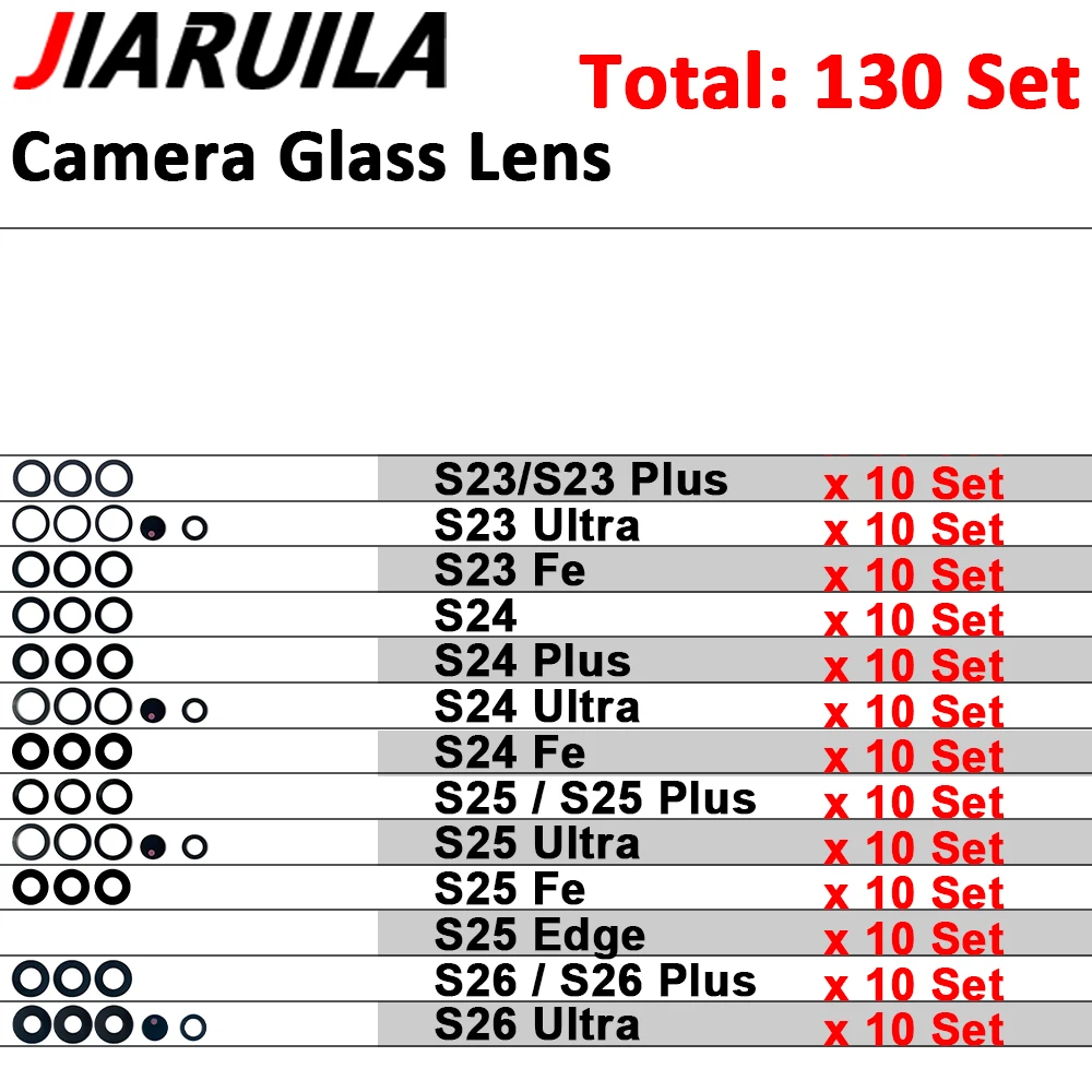 1Pcs to 180Pcs, Camera Glass Lens Back Rear Camera Glass Lens For Samsung S21 S22 S23 S24 S25 S26 Plus Ultra With Glue Adhesive