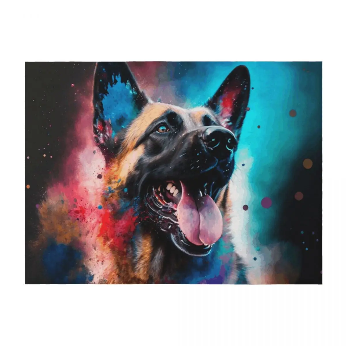 

Belgian Malinois Dog Synesthetic Splash Painting Art Throw Blanket Decorative Throw Large Bed linens Warm Blankets
