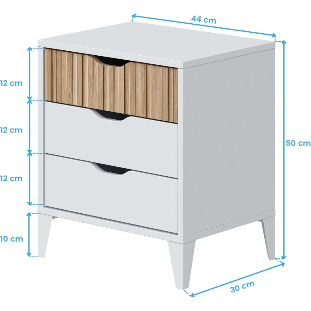 Mesita de Noche con 3 كاجونيز، كومبيناشن بلانكو و روبل 44x50x33 سم #6
