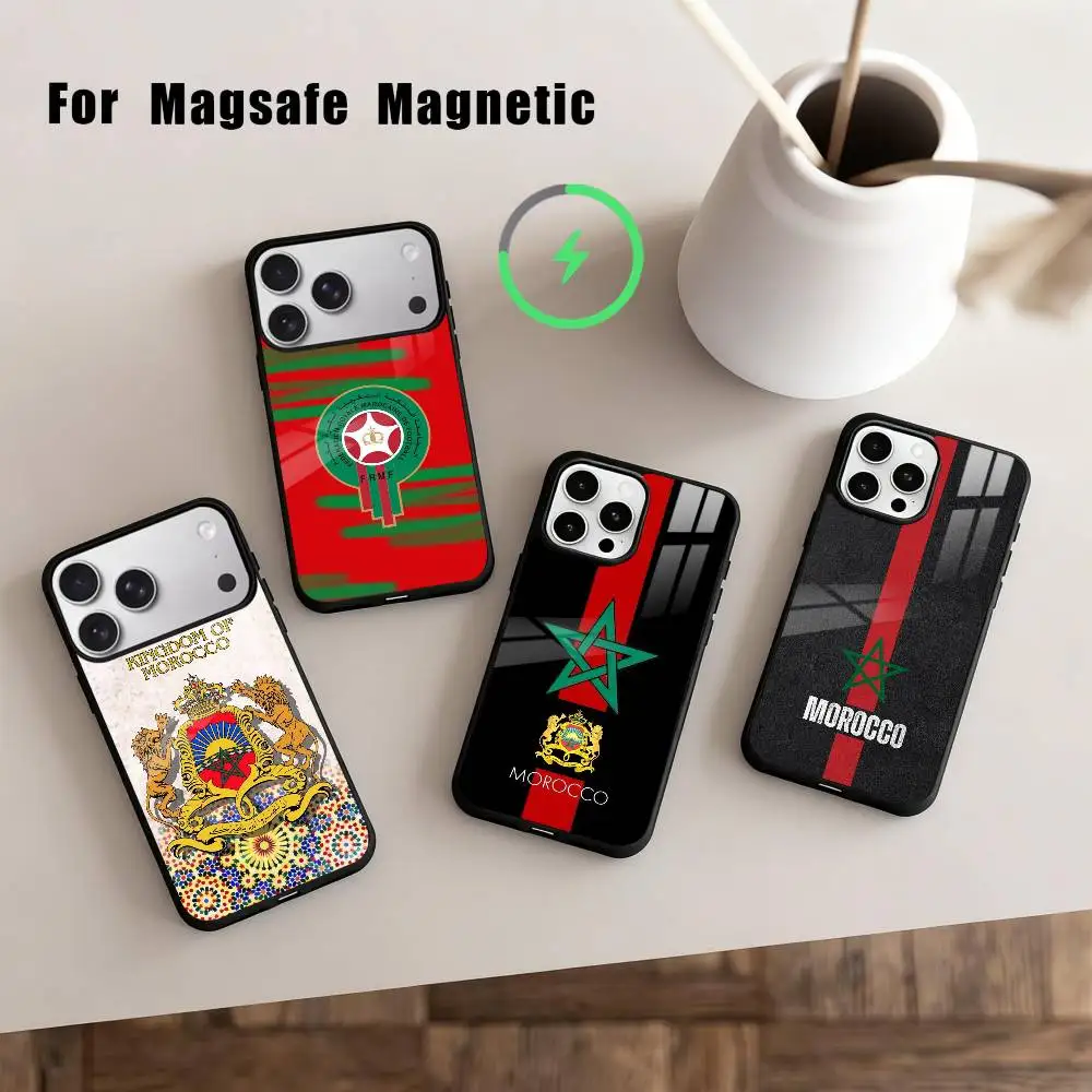 

M-Morocco F-Flag Phone Case For iPhone17,16,15,14,13,12,11 Plus,For Magnetic Wireless Charge Cover