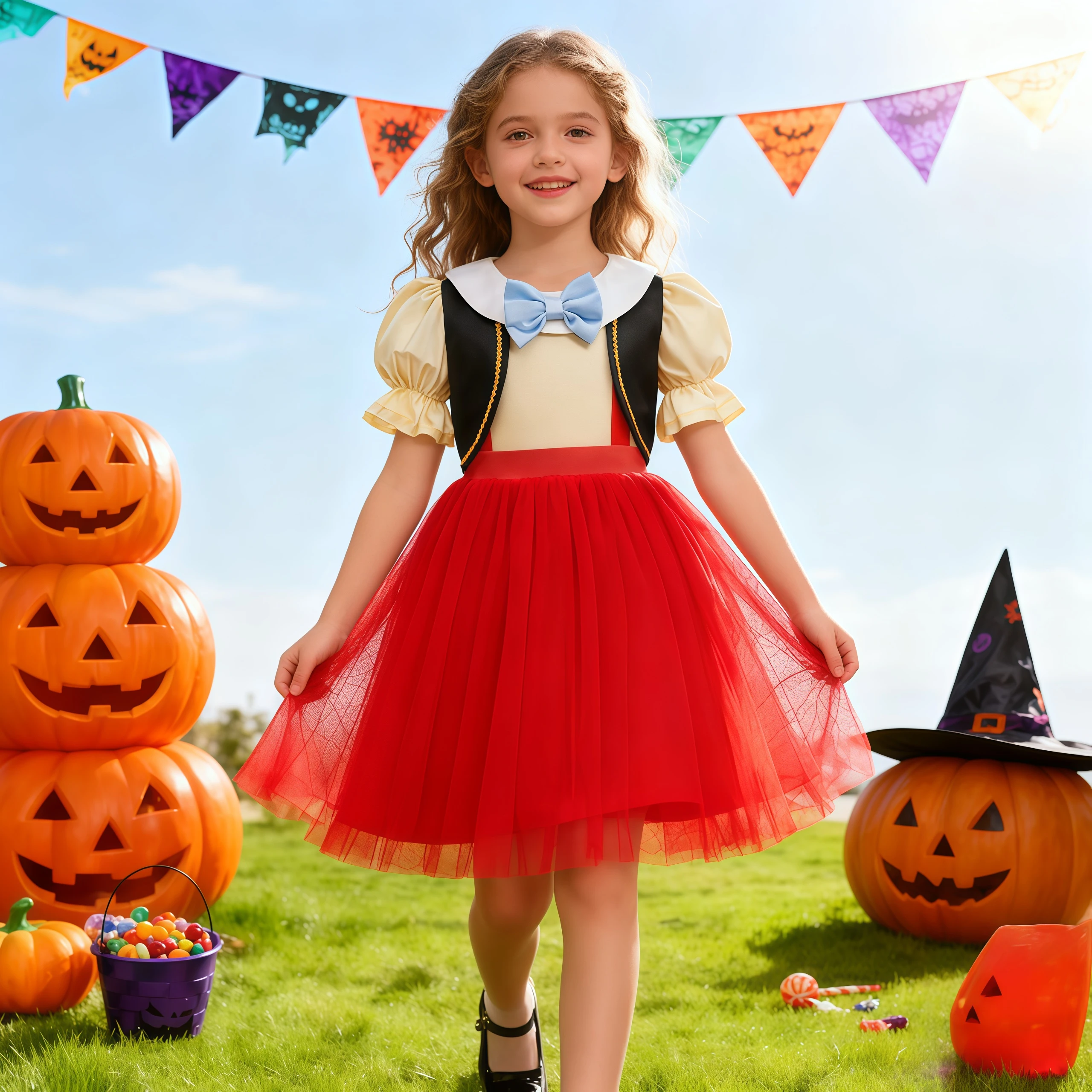 

Fairy Tale Puppet Adventure Costume For Kids Vest With Bow Tie Dress For Toddler Girls Halloween Role-Play Carnival Party Outfit