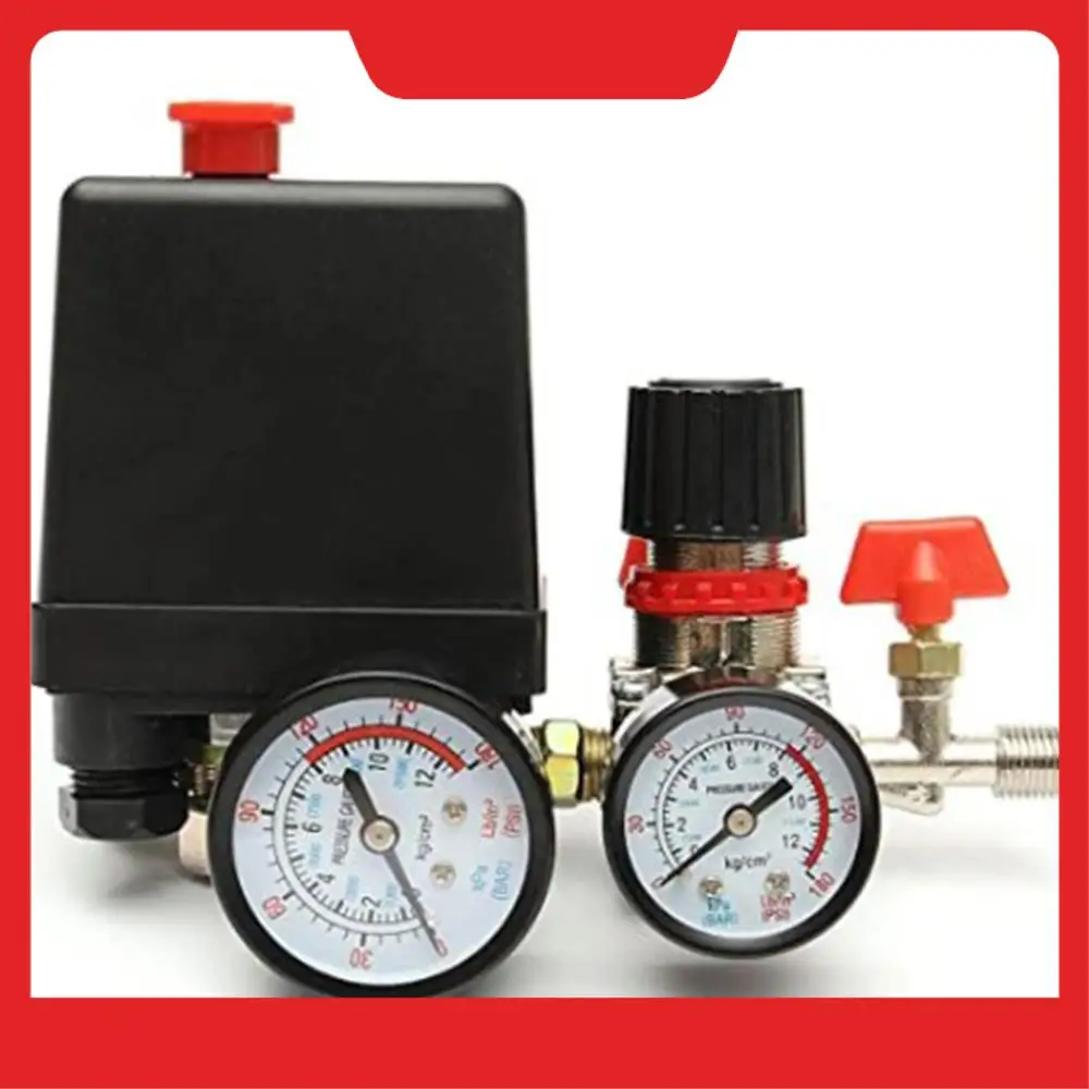 

A32HOT-Air Compressor Pressure Control Switch, 90-120 PSI Pressure Switch Manifold Regulator Gauges With Pressure Regulator
