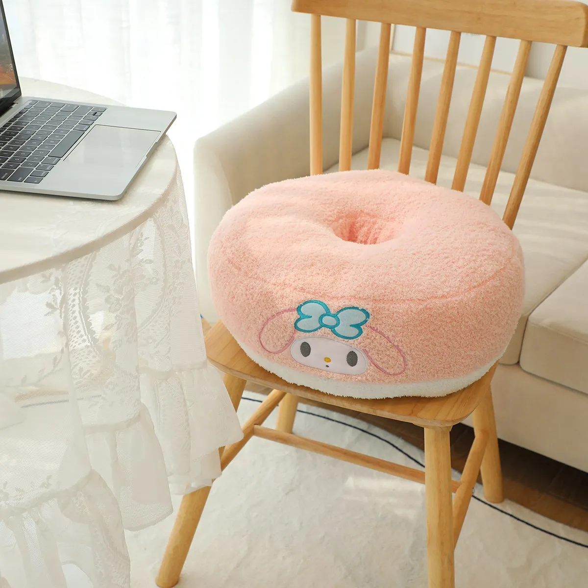 Sanrio Cartoon Anime Kuromi Pom Pom Purin pluszowa poduszka do siedzenia urocza moja melodia okrągła wygodna Sofa poduszka na prezent dla dziewczynki