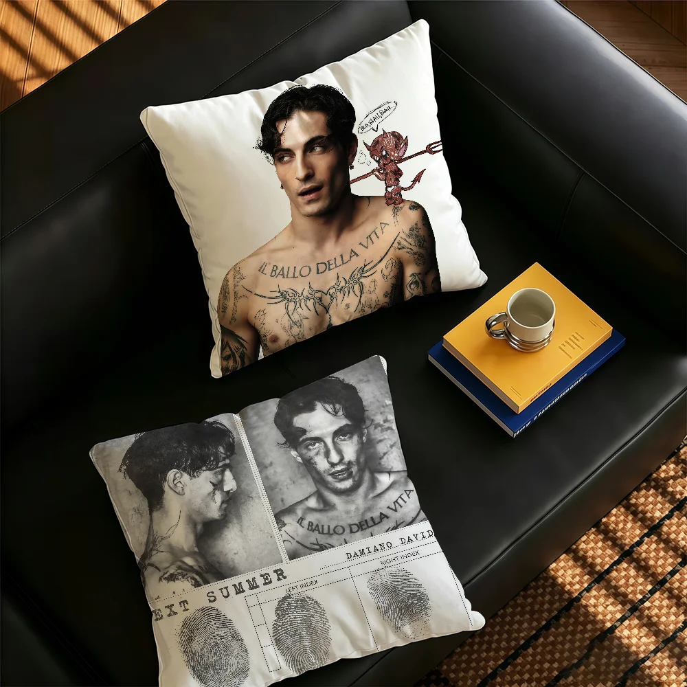 Singer D-damiano David FUNNY Little FEARS Pillow Case Square Bedroom Headboard Sofa Living Room Backrest Cushion