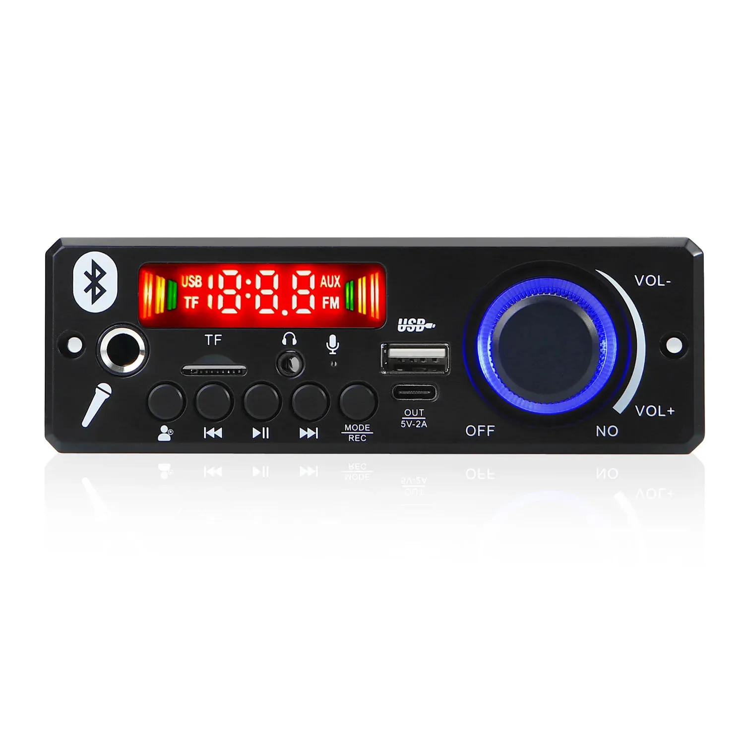 블루투스 MP3 디코더 보드, 160W 앰프, DIY 자동차 MP3 플레이어, USB FM 녹음 폴더, 스위치 마이크, 핸즈프리 리모컨 포함