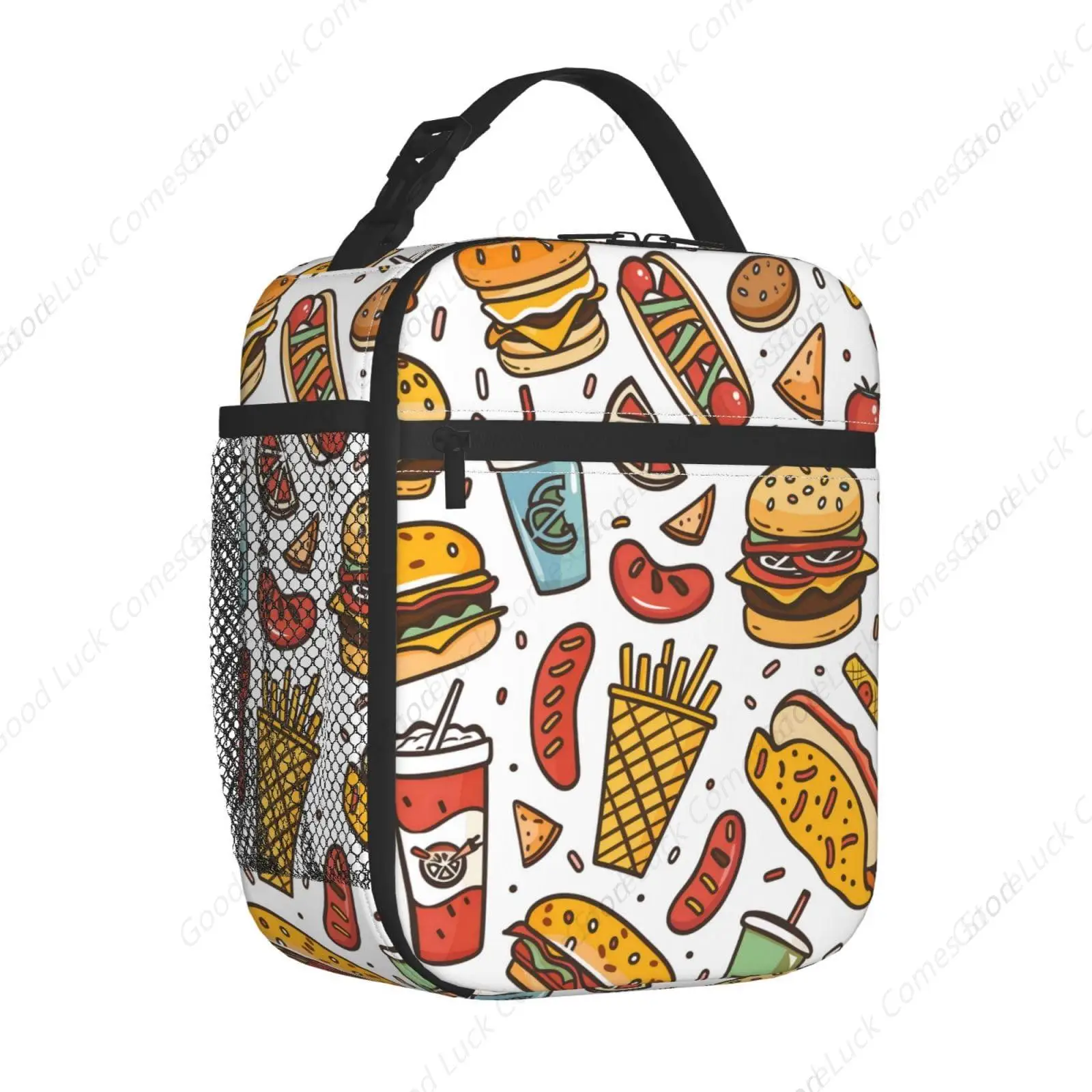 Insulated Lunch Box for Women Men, Food Theme Lunch Box Reusable Portable Lunch Bag Cooler Tote Waterproof Lunch Container