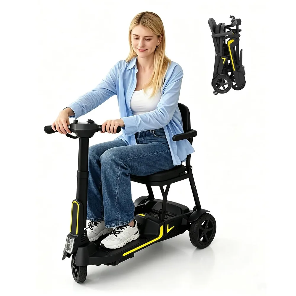 Lightweight Foldable Mobility Scooter for Seniors & Adults, Portable 4-Wheel Electric Travel Chair, Custom
