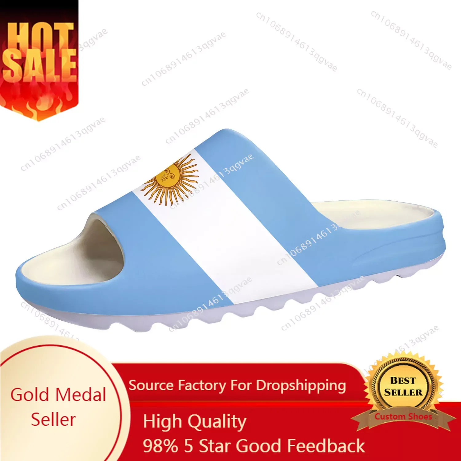 

Argentine Flag Soft Sole Sllipers Home Clogs Step on Water Shoes Mens Womens Teenager Beach Argentina Customize on Shit Sandals