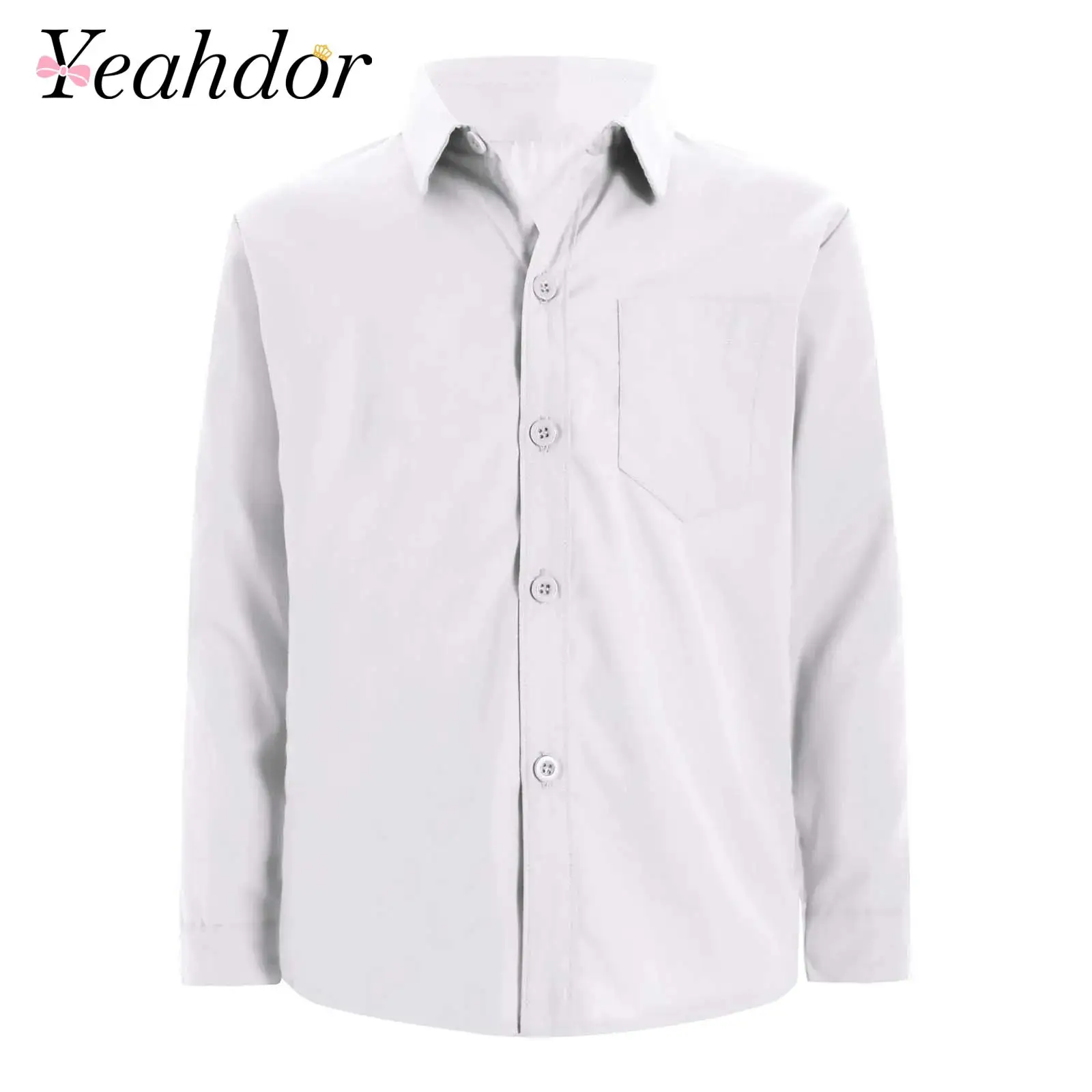 

Kids Boy's Shirts Autumn Long Sleeve Shirt Casual Solid Color Button-Down Tops Flower Boy Clothes Wedding Formal Dress Shirt