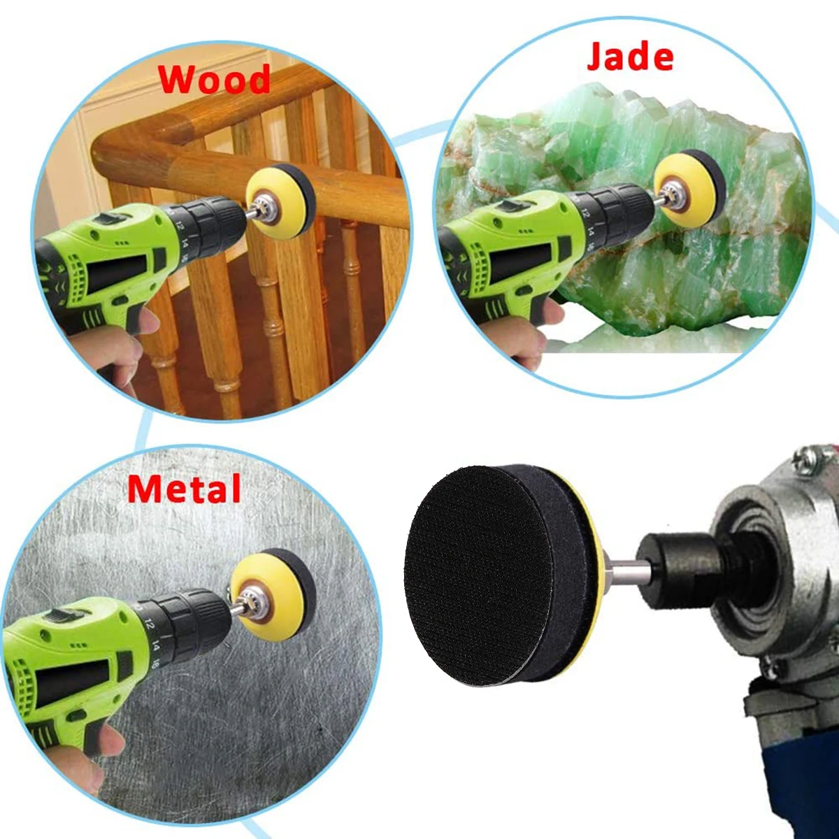 

4 Pcs Flocking Sanding Discs Pad Kit for Drill Grinder Tools Polishing Buffering Pads Suitable Uneven Surface Wood Bowl Easy