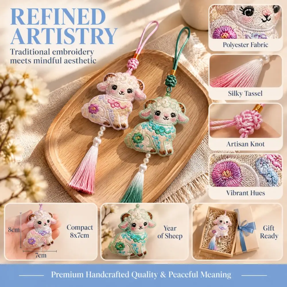 Chinese Style Embroidery Sachet Lamb Ornament Traditional Decor Aroma Pouch Scented Bag Zodiac Lamb Charm Keychain
