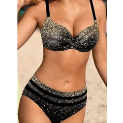 Sexy Push Up Bikini Set 2023 Women Printed Swimsuit Mid Waist Swimwear Female Bathers Swimming Bathing Swim Suit Beachwear