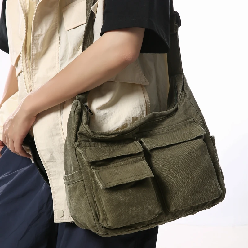 High Quality Canvas Shoulder Bags 100% Cotton Satchels Strong Crossbody Bags For Tooling Unisex Large Capacity Messenger Bags