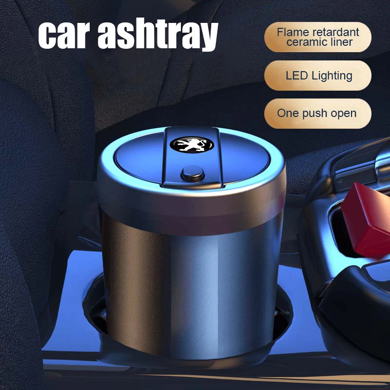 LED Car Ashtray Cigarette Holder Cigar Ash Tray Box For Peugeot 206 307 308 3008 207 208 407 508 2008 5008 107 106 205 4008 301