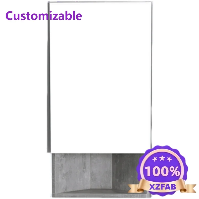 Factory Direct 2026 Wall-mounted solid wood mirror cabinet combination small apartment bathroom wall-mounted corner right-angle