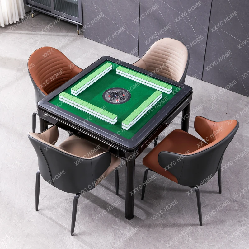 Mahjong Table Machine Linen Four-Leg Intelligent Electric Mute Dining Table Dual-Purpose in One Household Tea House Folding