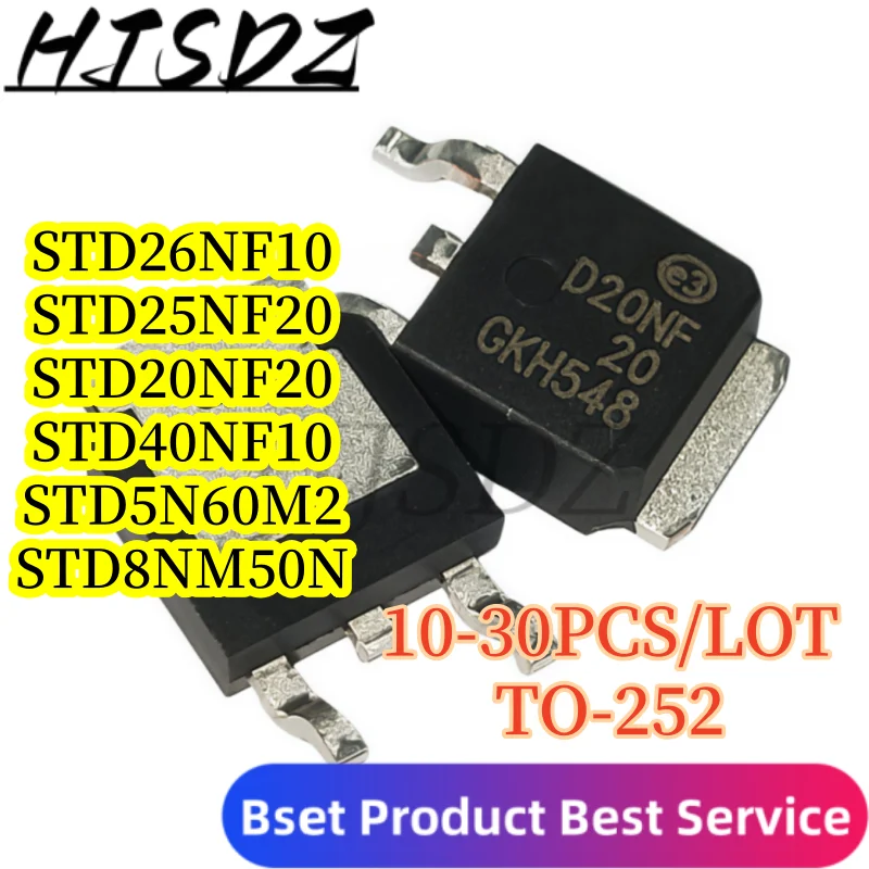 【10-30PCS/LOT】STD40NF10 STD26NF10 STD5N60M2 STD25NF20 STD8NM50N SD20NF20 TO-252 High Voltage Power MOSFET