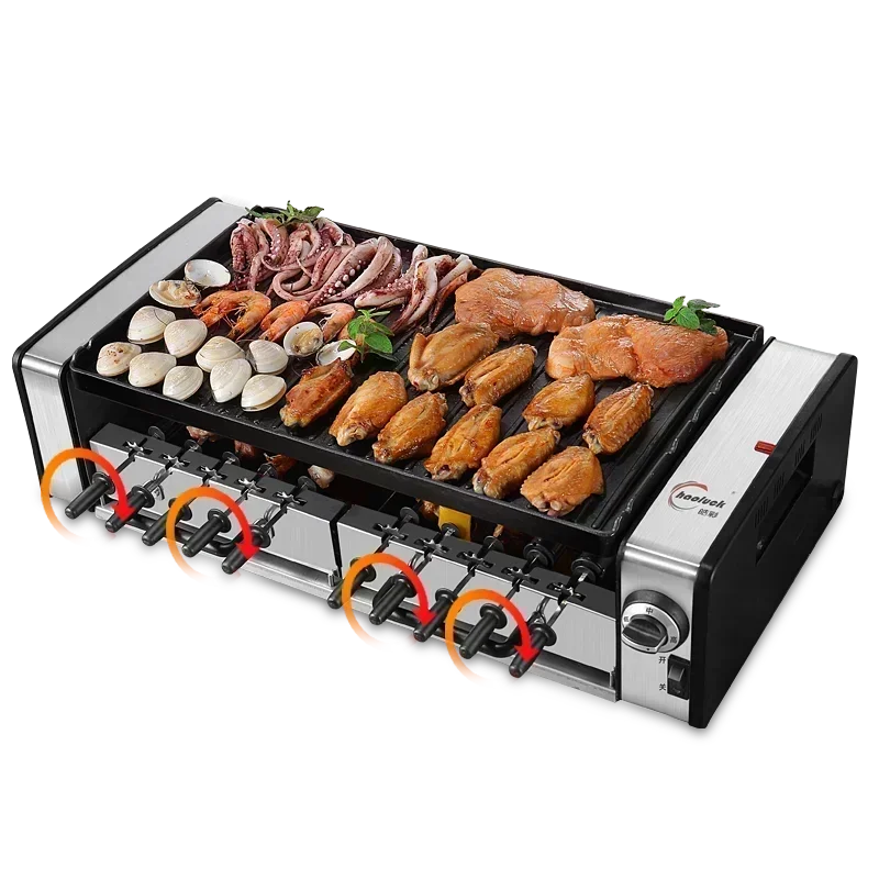 Desktop 220v SYK-10 Electric Griddle Double Layer Smokeless Electric Oven BBQ Electric Grill Barbecue Grill Automatic Rotary Keb