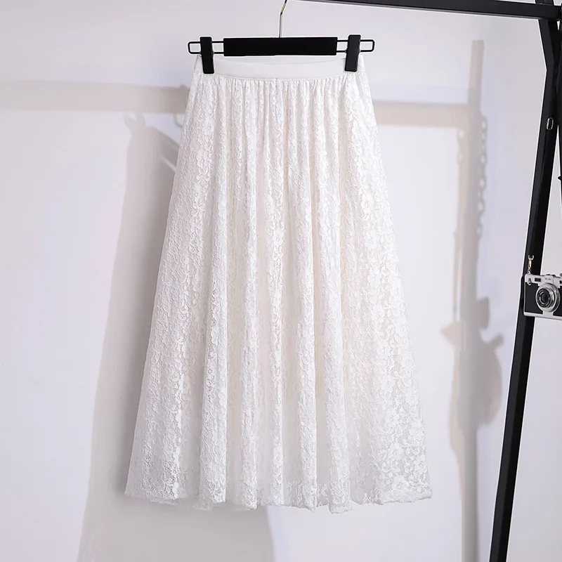 170Kg Plus Size Women's Hip 175 Summer Loose Fashion Lace Half Length Skirt Black White 4XL 5XL 6XL 7XL 8XL 9XL