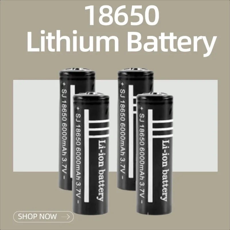 

18650 Lithium Battery Black 3.7V 6000mAh Rechargeable Battery for Electronic Scales and Flashlights