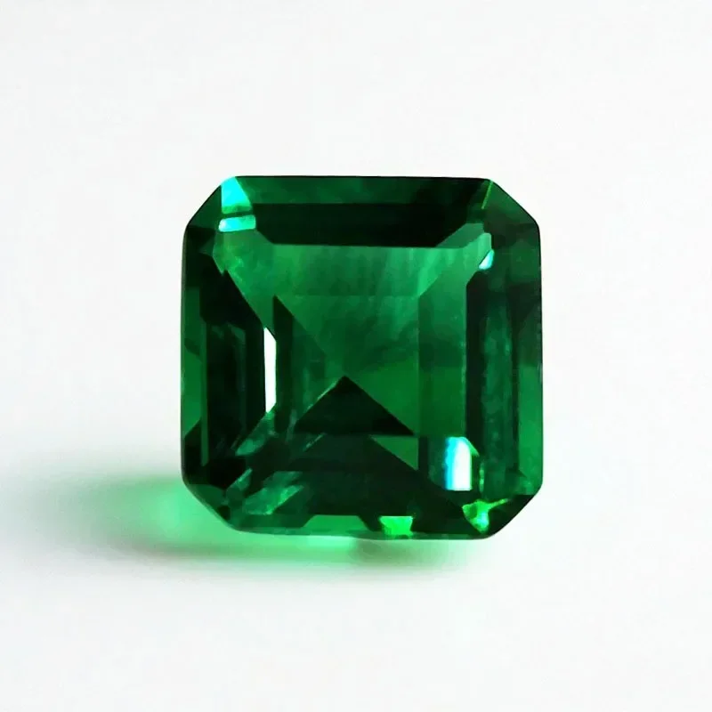 Top-level Lab Grown Zambian Emeralds Asscher Cut Hydrothermal Hand Cutting with Cracks Inclusions Inside AGL Certificate