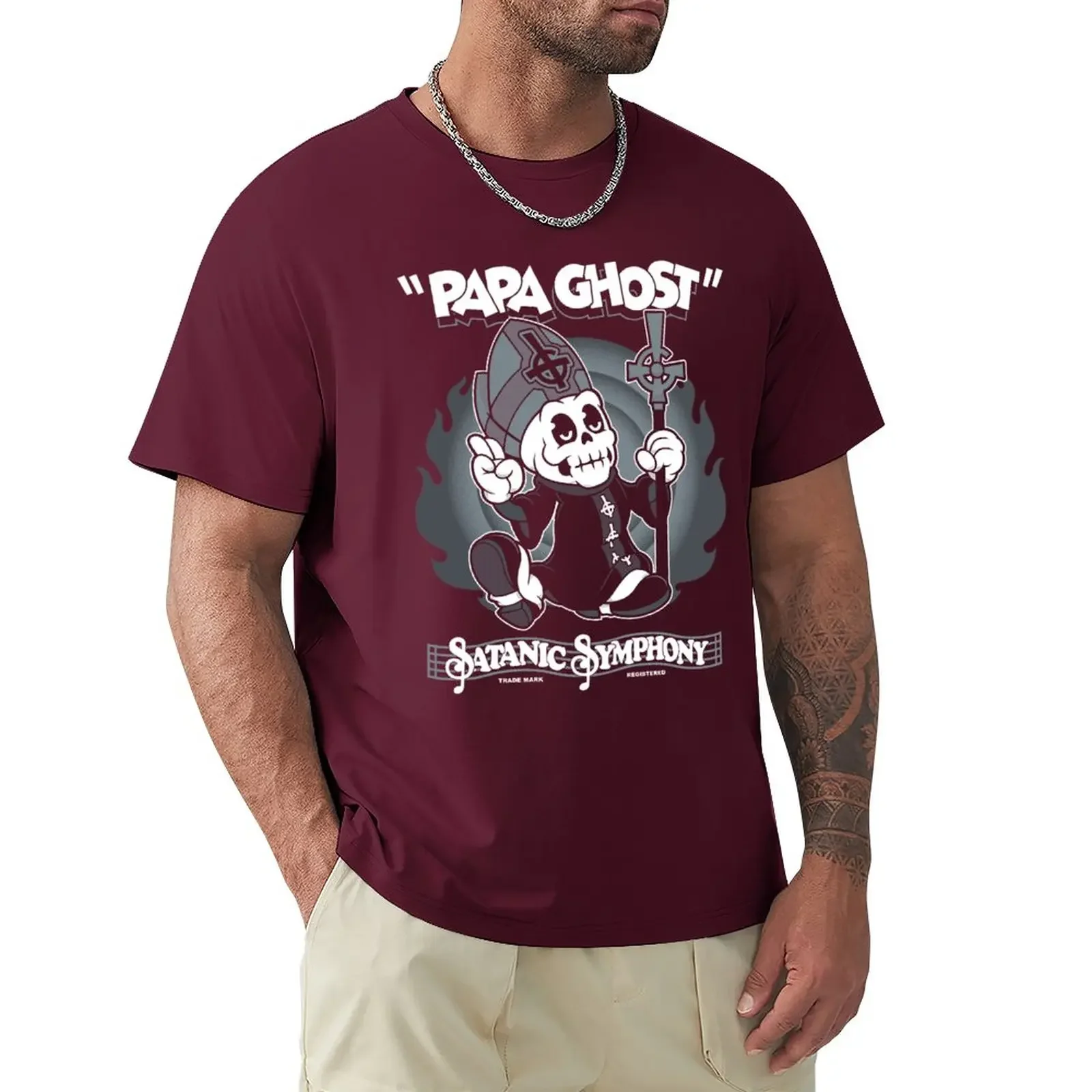 Papa Ghost - Vintage Cartoon  Symphony - New anime funny t shirt mens t shirts pack Creepy Cute Goth T-Shirt  harajuku