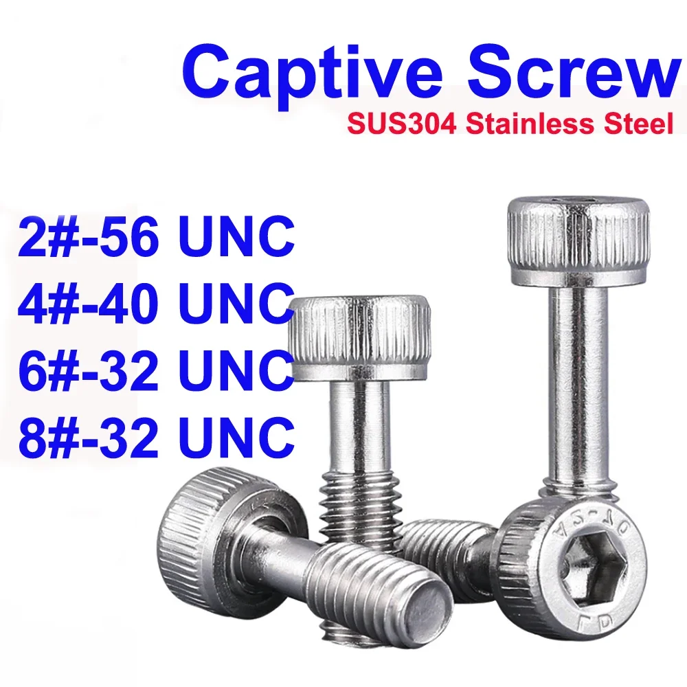 2# 4# 6# 8# UNC Thread DIN912 SUS304 Stainless Steel Hex Socket Cap Head Captive Screws Loose Bolts Anti-Loosening