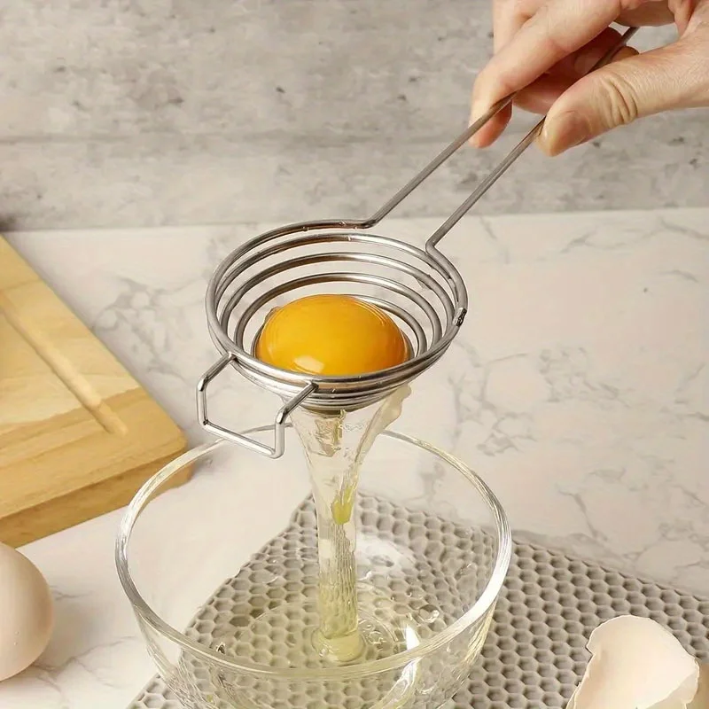 Spiral Stainless Steel Egg White Separator Portable Egg Yolk Remover Divider With Long Handle Kitchen Tool