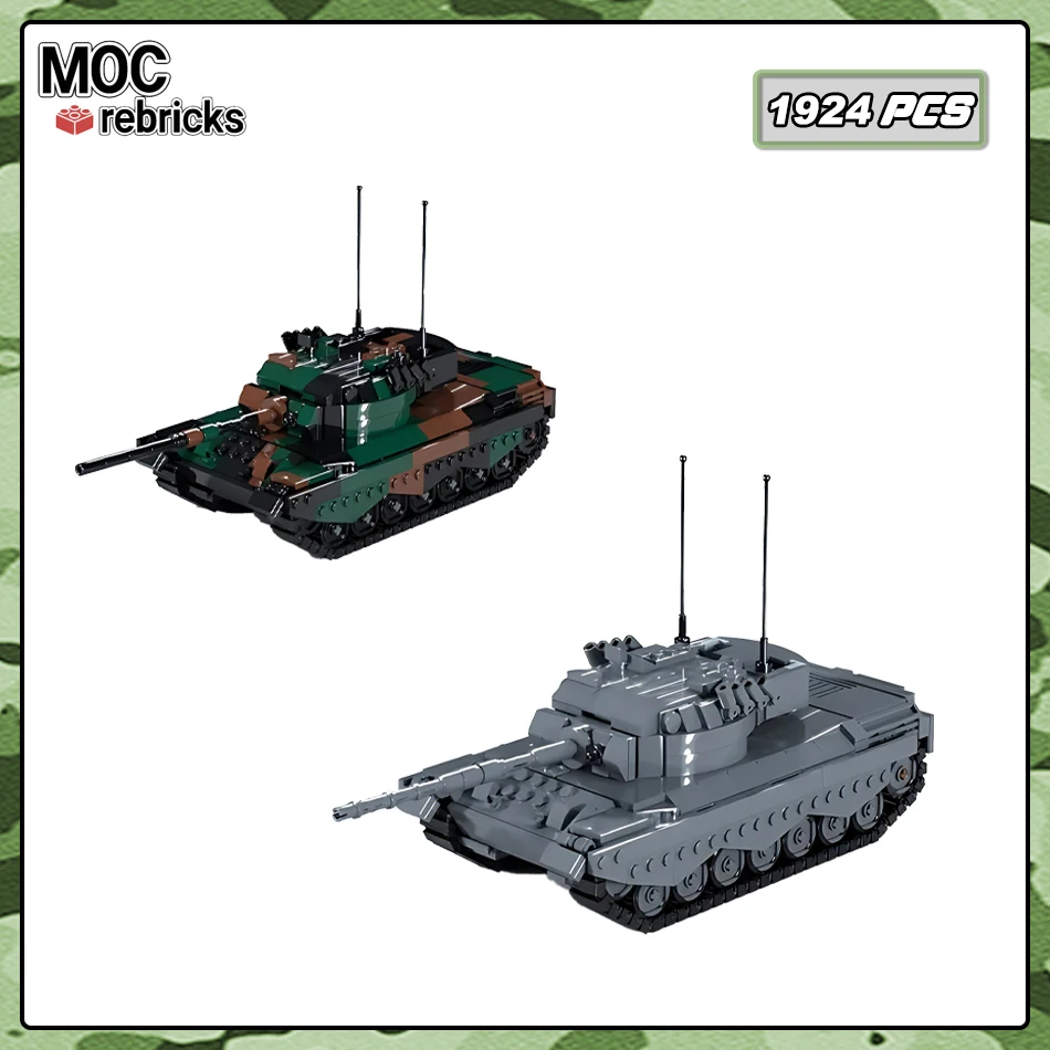 Military Series Leopard 1A5 Building Blocks Army Main Battle Tank Model Assembly Bricks Vehicle Toy Set Children's Birthday Gift