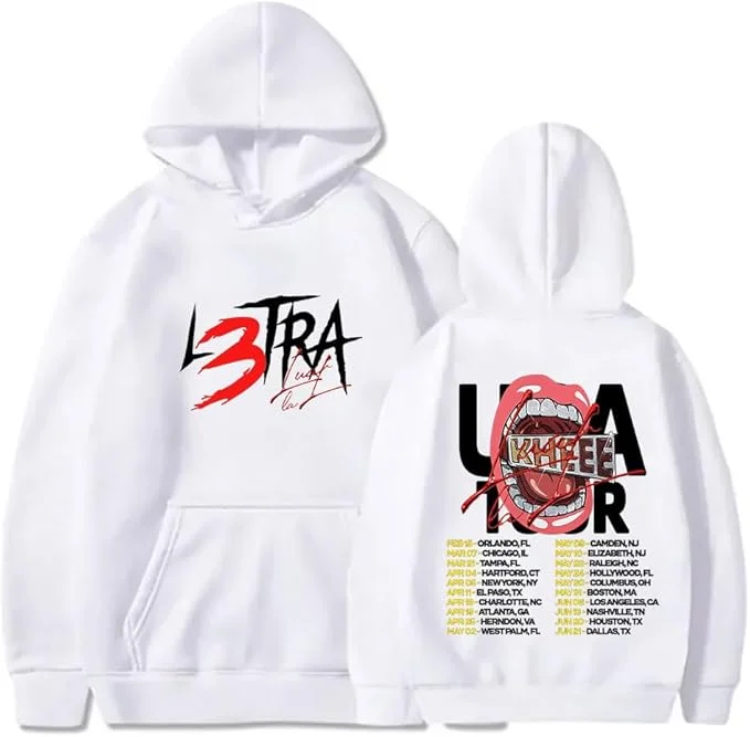 Yunara L L3tra Tour 2025 Merch هوديس ملابس الشارع الشهير البلوفرات تأثيري النساء الرجال الهيب هوب بلوزات طويلة الأكمام